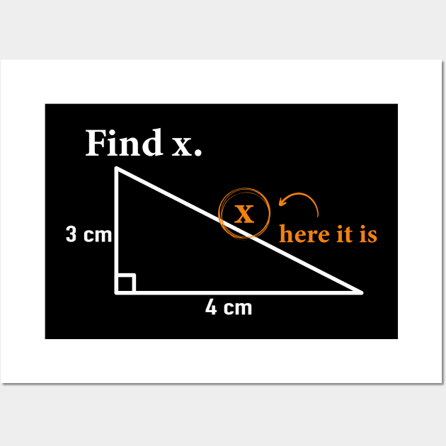 Find X Found It Funny Math Humor Geometry Graphic Wall Art by ChrifBouglas